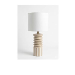 Lampe de table-51cm-en céramique-beige-blanc abj blanc