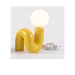 Lampe de table-11x23cm-en céramique-jaune