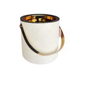 Seau a glace en inox-18x18cm + pince-blanc-dore-argente