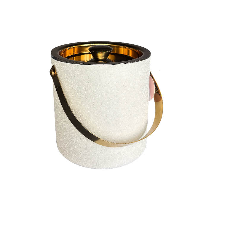 Seau a glace en inox-18x18cm + pince-blanc-dore-argente