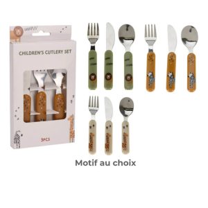 Couverts enfant-3pcs-en plastique/inox motif animaux ASST