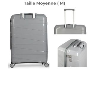 Valise de voyage trolley rigide 24''argente mat