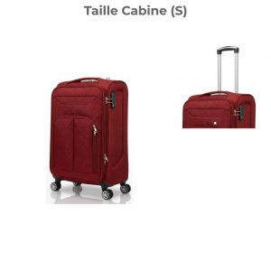 Valise de voyage trolley souple-56x24x35cm-avec 1 poche-rouge