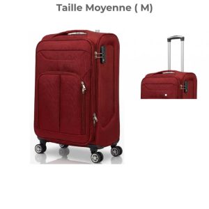 Valise de voyage trolley souple-66x27x40cm-avec 1 poche-rouge