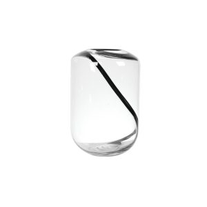Vase en verre transparent-11x30cm-forme bocal rayure noire