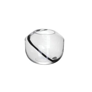 Vase en verre transparent-10X14,5cm-forme bocal rayures noire