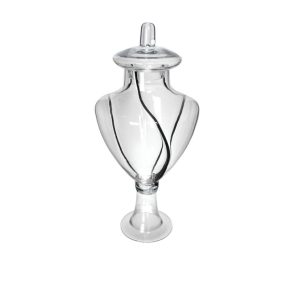 Vase en verre transparent-12x55,5cm-avec couvercle rayures-noires