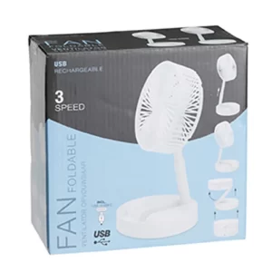 Ventilateur de table pliable-16cm-usb 3 vitesses-blanc