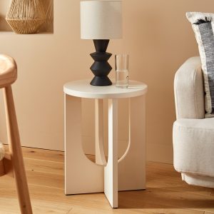 Table a café en bois ronde-50,5x40cm-bloom crème