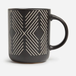 Mug en grès 140z-8,5cm-noir avec motif