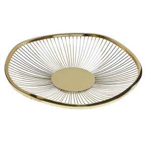 Centre de table rond en inox dore-39x7cm-ajoure