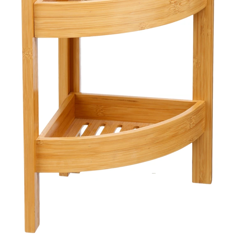 ETAGERE D'ANGLE DE SDB EN BAMBOU-NATUREL-23X23X61CM – Image 2