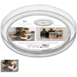 PLATEAU ORGANISATEUR ROTATIF-ROND-29CM-PLASTIQUE TRANSPARENT