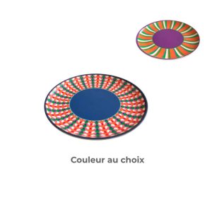 Assiette plate ronde en melamine-21cm-orange-vert-muti 2asst