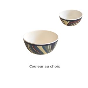 Bol en melamine-15x6,3cm-effet marbre bleu-beige-multi 2asst