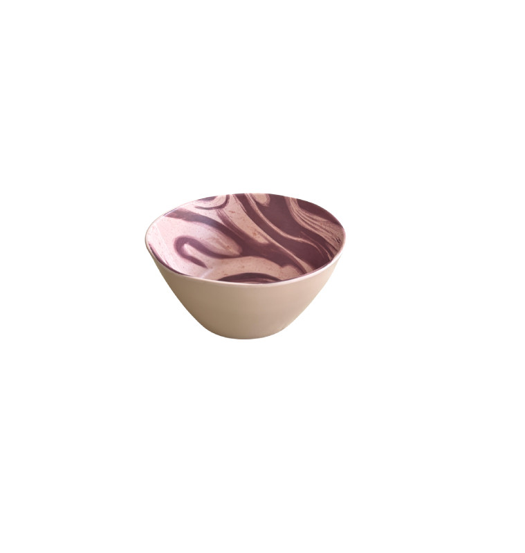 Bol en melamine-15x6,3cm-effet marbre-beige-Burgundy