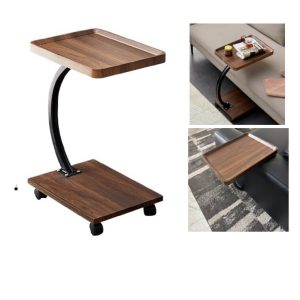 Desserte en métal/mdf-40x20x58cm-2 plateaux rect walnut