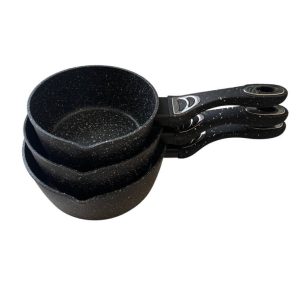 Casserole en inox baroly-3pcs/16/18/20cm-effet granite noir-blanc