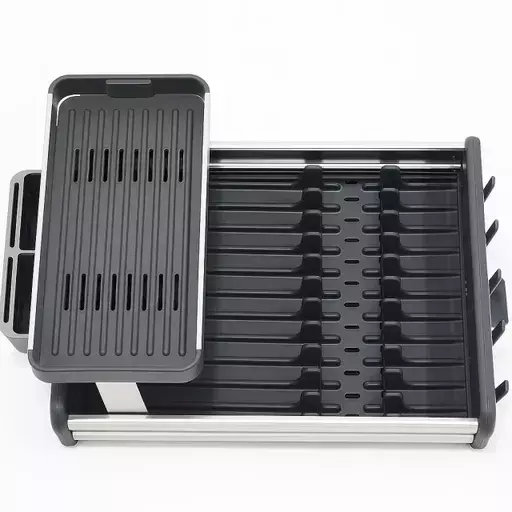 Egouttoir a vaisselle en plastique/alu 2 niveaux-54,2x35x25,1cm-gris – Image 3