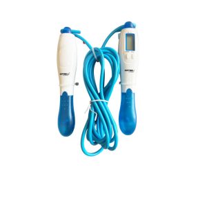 Corde a sauter avec compteur digital 3m bleu-blanc