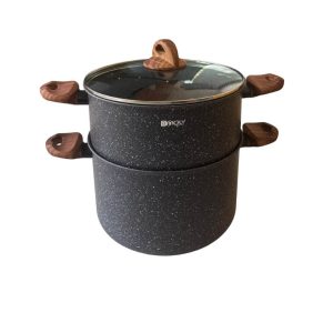 Couscoussiere -26x26,5cm-en inox baroly effet granite noir-blanc