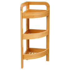 ETAGERE D'ANGLE DE SDB EN BAMBOU-NATUREL-23X23X61CM