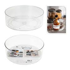 PLATEAU ORGANISATEUR ROTATIF-ROND-23CM-PLASTIQUE TRANSPARENT