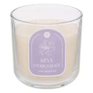 BOUGIE PARFUMEE-610G-DANS PHOTOPHORE EN VERRE-REVE D'ORCHIDEE