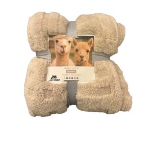 Plaid-220x240cm-en polyester effet fourrure-beige