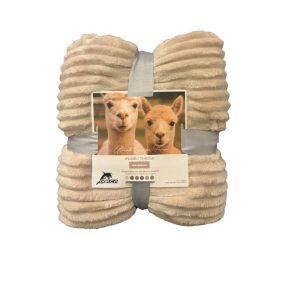 Plaid-180x200cm-en polyester motif rayures-blanc