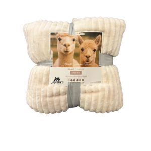 Plaid-220x240cm-en polyester motif rayures-blanc