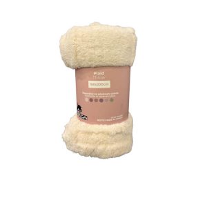 Plaid-150x200cm-en polyester effet fourrure-blanc