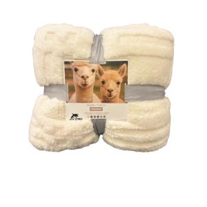 Plaid-220x240cm-en polyester effet fourrure-blanc