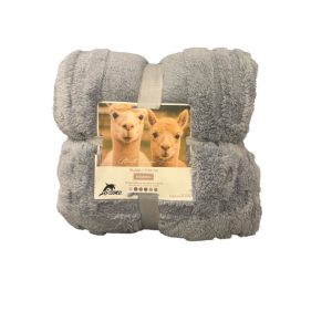 Plaid-220x240cm-en polyester effet fourrure-bleu