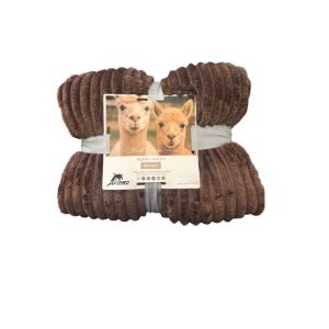 Plaid-180x200cm-en polyester motif rayures café