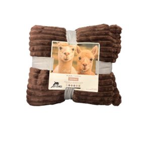 Plaid-220x240cm-en polyester motif rayures café