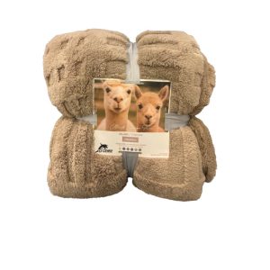 Plaid-220x240cm-en polyester effet fourrure Camel