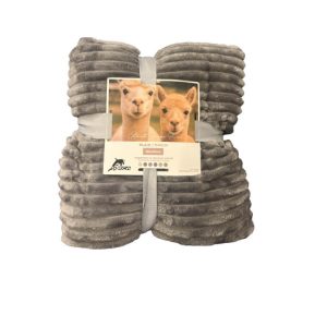 Plaid-180x200cm-en polyester motif rayures-gris fonce