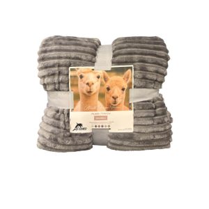 Plaid-220x240cm-en polyester motif rayures-gris-fonce