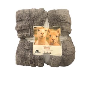 Plaid-220x240cm-en polyester effet fourrure-gris fonce