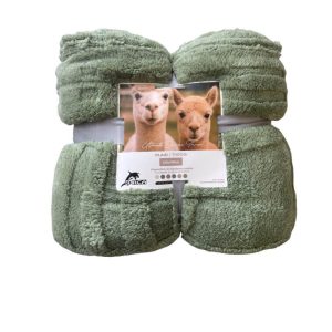 Plaid-220x240cm-en polyester effet fourrure-vert