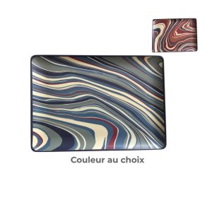 Plateau a servir en melamine-37x28cm-effet marbre-bleu-beige-multi-2asst