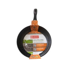 Poêle profonde en inox baroly-28cm-effet granite-noir-blanc