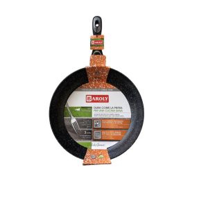 Poêle en inox baroly-32cm-effet granite noir-blanc