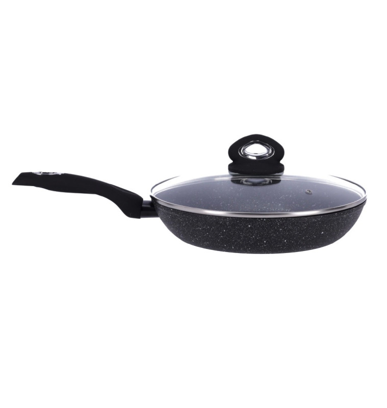 Sauteuse en inox baroly-24cm-effet granite noir-blanc