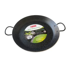 Poêle pour fruits de mer-42cm-2 anses effet granite noir-blanc