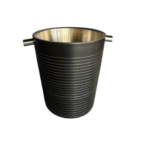 Seau a champagne en inox-20cm-2 manches-noir-strie
