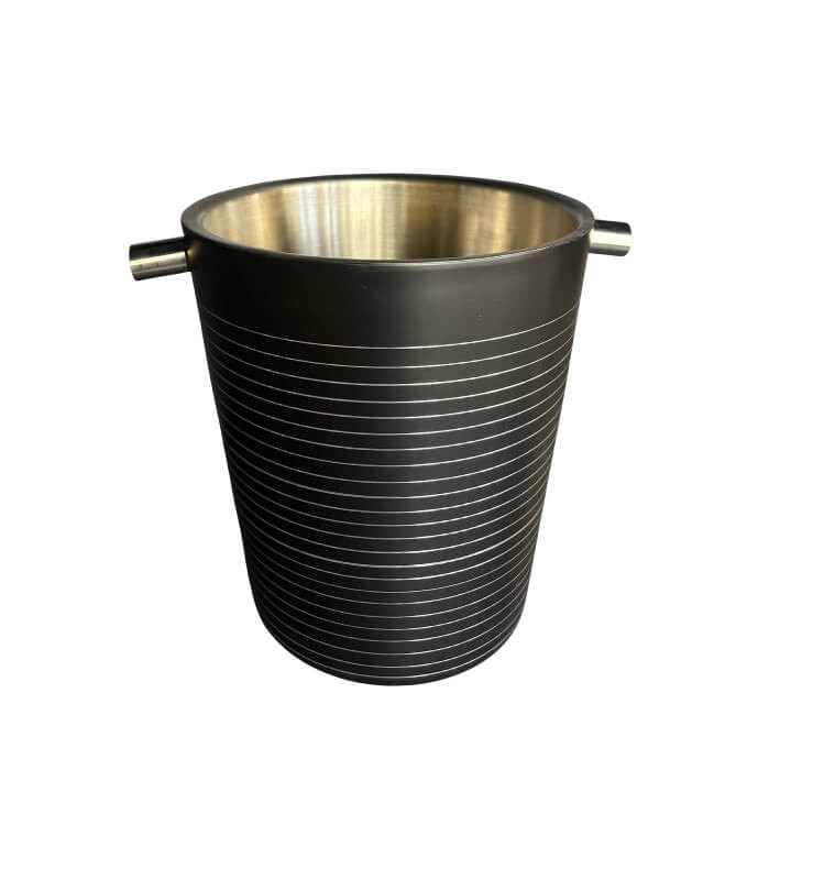 Seau a champagne en inox-20cm-2 manches-noir-strie