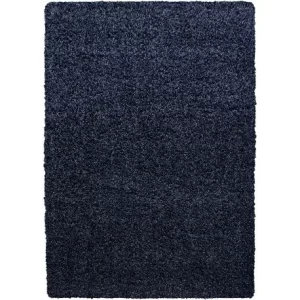 TAPIS DE SDB-50X80CM-EN MICROPOLYESTER-SHAGGY UNI BLEU MARINE
