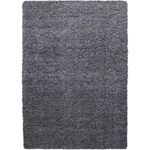TAPIS DE SDB-50X80CM-EN MICROPOLYESTER-SHAGGY UNI GRIS FONCE